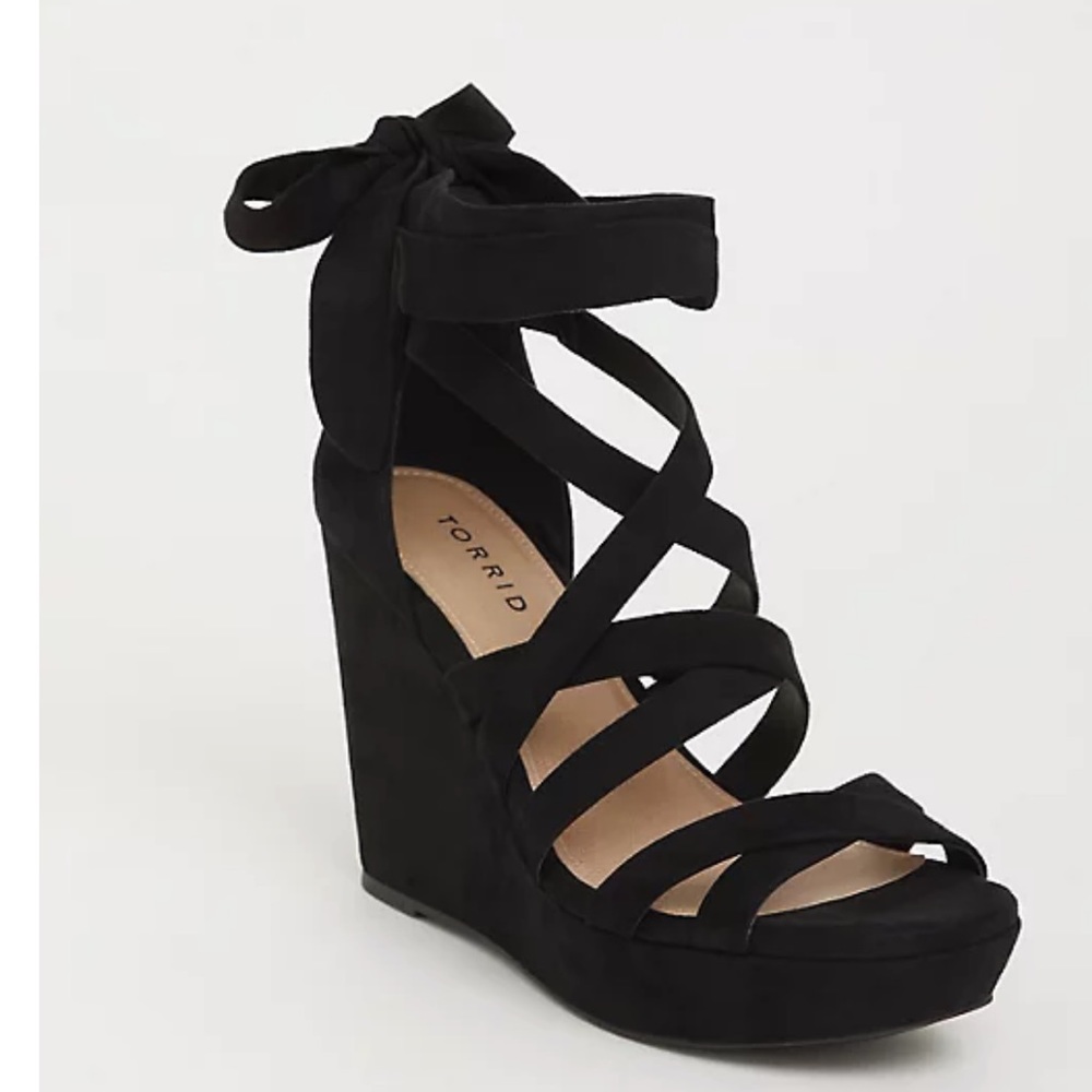 NEW Torrid Faux Suede Ankle Wrap Platform Wedge